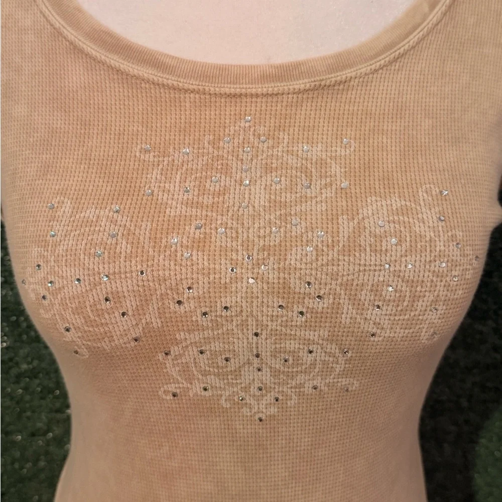 ONE WORLD Tan Short Sleeve Tee - Picture 2 of 4